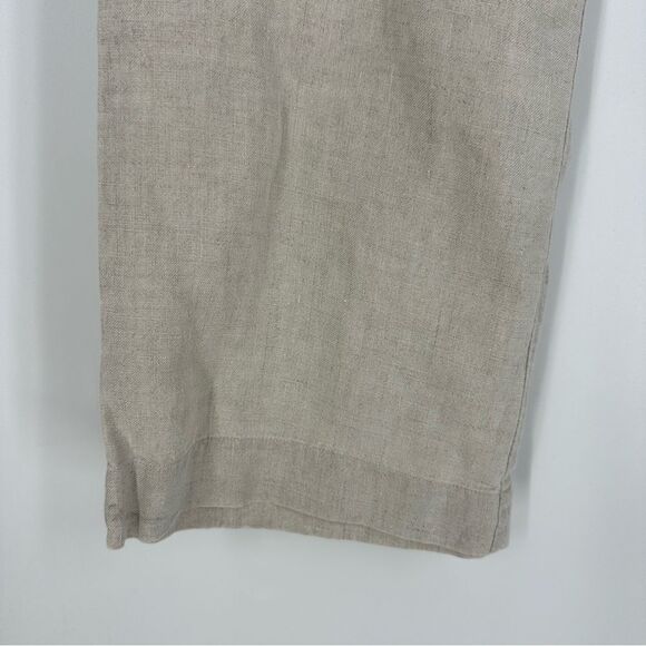 TALBOTS Women’s Light Tan Linen Wide Leg Trouser Pants Sz 14 Petite - Picture 3 of 6